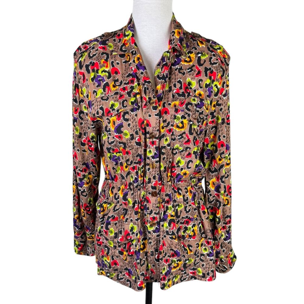 Vintage Laura & Jayne Multicolor Cheetah Print Waist Defined Shacket Jacket